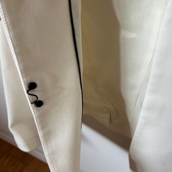 Ivory RAG & BONE Blake pique blazer - Picture 3 of 9